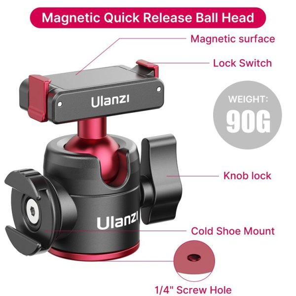Ulanzi U-180 Magnetic Ball Head Cold Shoe Metal Adapter Mount for DJI Action 2 - Image 3