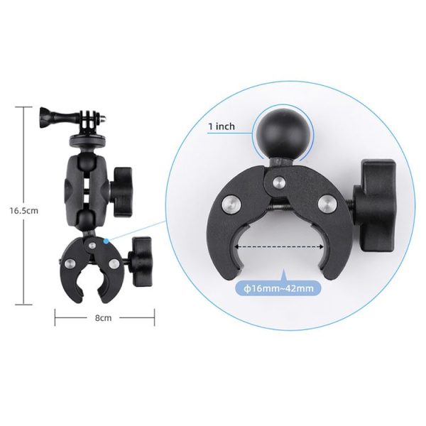 360 Rotation Adjustable Action Camera Clamp Plier Base Holder (Black) - Image 3