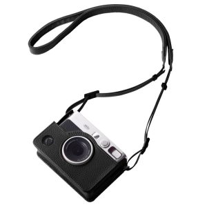 FUJIFILM instax mini Evo Full Body Camera Genuine Leather Case Bag with Strap (Black)