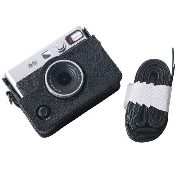 FUJIFILM instax mini Evo Full Body Camera Genuine Leather Case Bag with Strap (Black) - Image 3