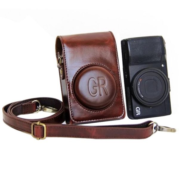 Full Body Camera PU Leather Case Bag with Strap for Ricoh GR / GRII / GRIII, Casio ZR1200 / ZR1500 / ZR2000 / ZR3500, ZR3600 / ZR3700 / ZR5500 (Coffee) - Image 2