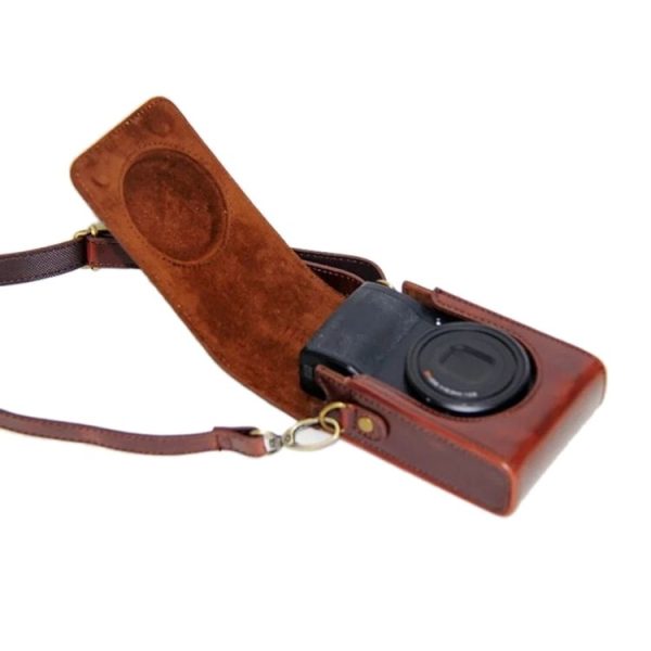 Full Body Camera PU Leather Case Bag with Strap for Ricoh GR / GRII / GRIII, Casio ZR1200 / ZR1500 / ZR2000 / ZR3500, ZR3600 / ZR3700 / ZR5500 (Coffee) - Image 3
