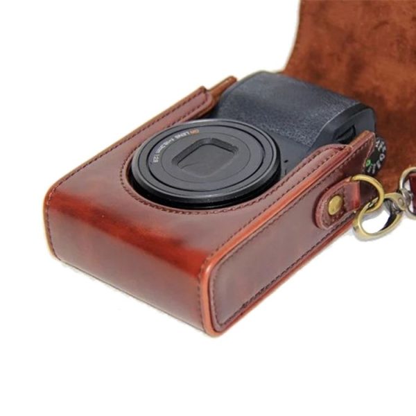 Full Body Camera PU Leather Case Bag with Strap for Ricoh GR / GRII / GRIII, Casio ZR1200 / ZR1500 / ZR2000 / ZR3500, ZR3600 / ZR3700 / ZR5500 (Coffee) - Image 4
