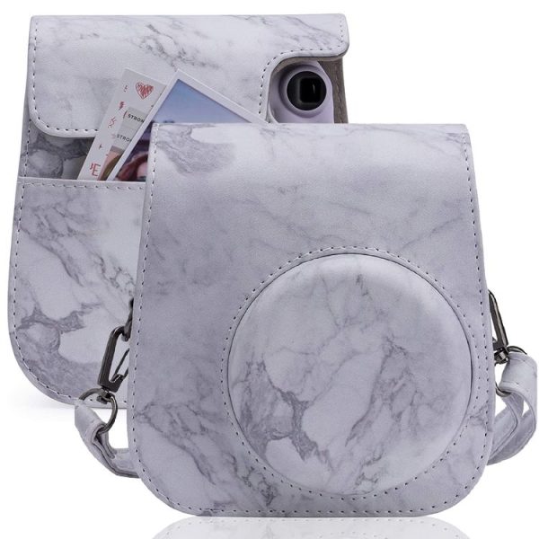 FUJIFILM instax mini 11 / 9 / 8 Marble Full Body Leather Case Camera Bag with Strap