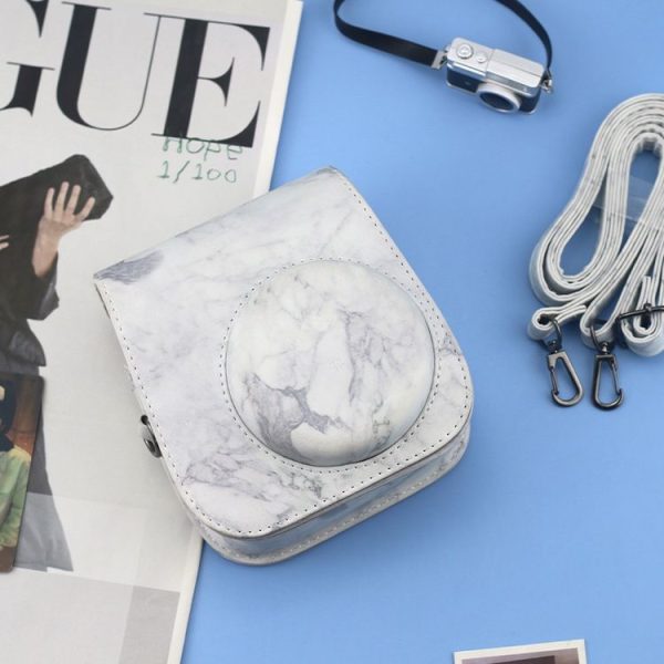 FUJIFILM instax mini 11 / 9 / 8 Marble Full Body Leather Case Camera Bag with Strap - Image 2