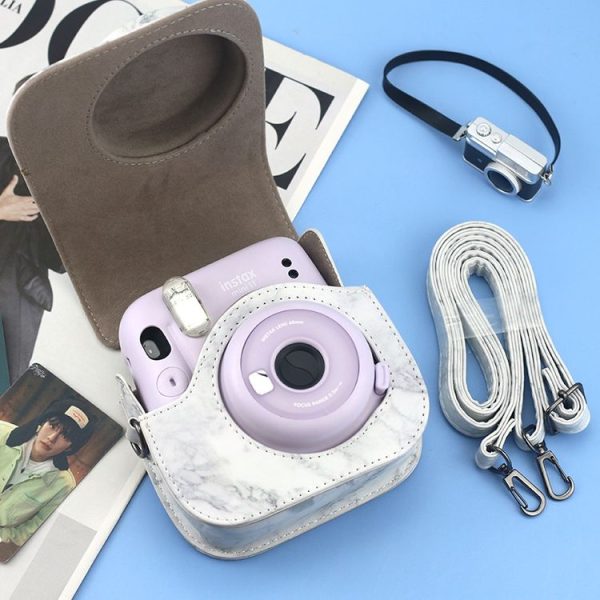 FUJIFILM instax mini 11 / 9 / 8 Marble Full Body Leather Case Camera Bag with Strap - Image 3