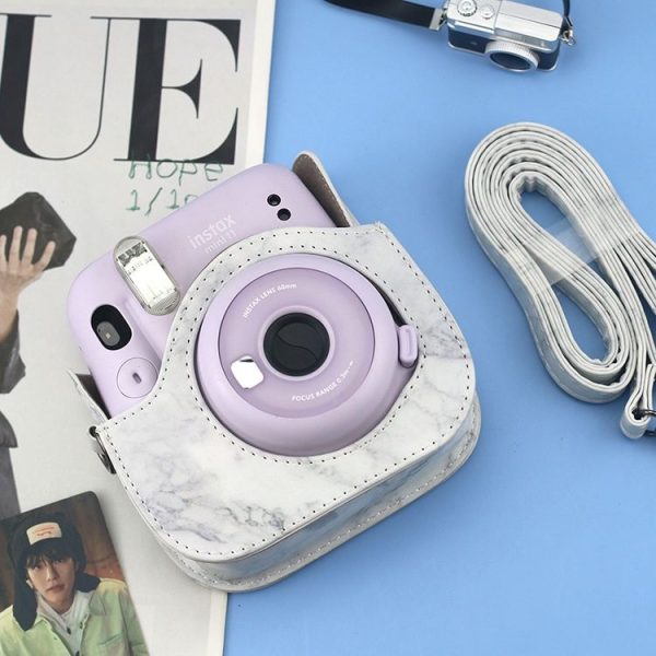 FUJIFILM instax mini 11 / 9 / 8 Marble Full Body Leather Case Camera Bag with Strap - Image 4