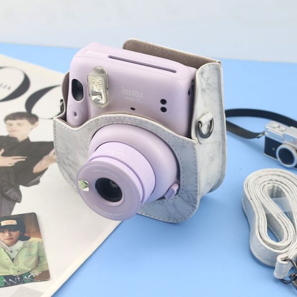 FUJIFILM instax mini 11 / 9 / 8 Marble Full Body Leather Case Camera Bag with Strap - Image 6