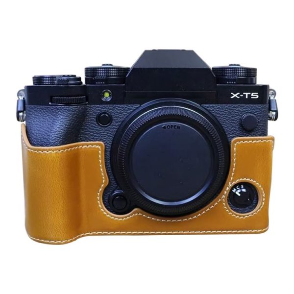 FUJIFILM X-T5 1 / 4 inch Thread PU Leather Camera Half Case Base (Brown)