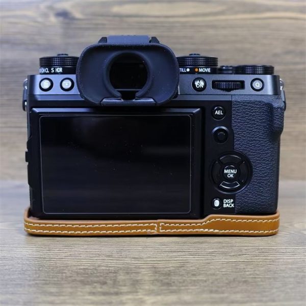 FUJIFILM X-T5 1 / 4 inch Thread PU Leather Camera Half Case Base (Brown) - Image 3