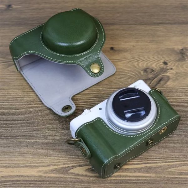 Sony ZV-1F Vlog Camera Full Body Leather Camera Case Bag with Strap (Green) - Image 3