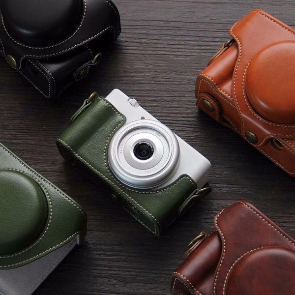 Sony ZV-1F Vlog Camera Full Body Leather Camera Case Bag with Strap (Green) - Image 5