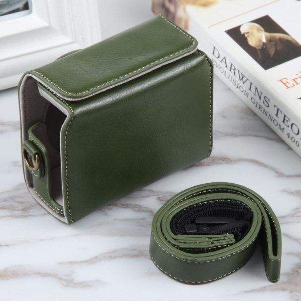 Sony ZV-1F Vlog Camera Full Body Magnetic Leather Camera Case Bag with Strap (Green) - Image 3