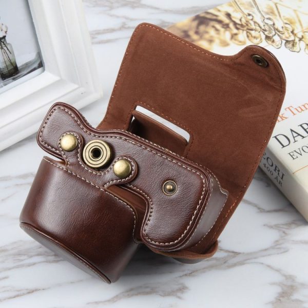Nikon Z50 / Z30 Camera Full Body Magnetic Leather Camera Case Bag with Strap (Coffee) - Image 3