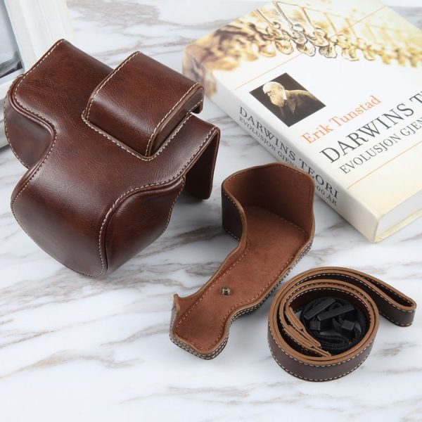Nikon Z50 / Z30 Camera Full Body Magnetic Leather Camera Case Bag with Strap (Coffee) - Image 4