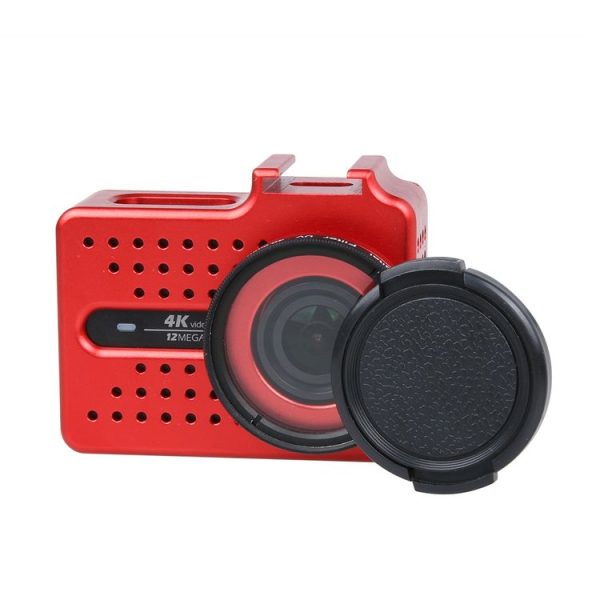 CNC Aluminum Alloy Housing Protective Case with UV Filter & Lens Protective Cap for Xiaomi Xiaoyi Yi II 4K Sport Action Camera (Red) - Image 2