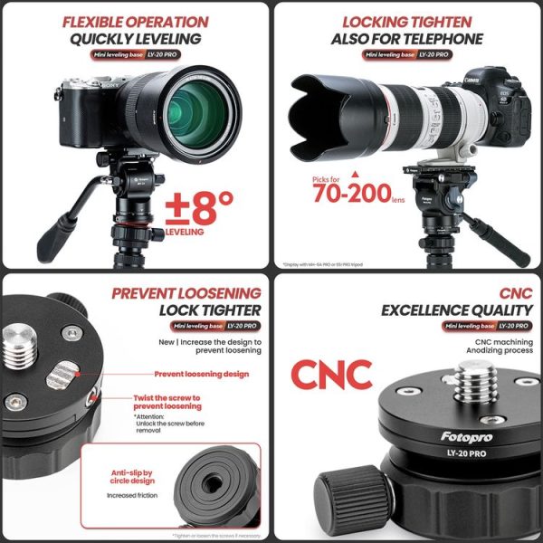 Fotopro LY-20 Pro 360 Degree Panorama Tripod Head Base (Black) - Image 5