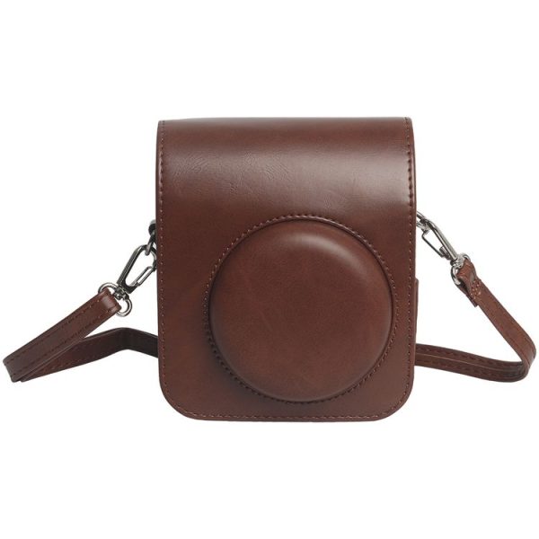 FUJIFILM Instax mini 12 Leather Case Full Body Camera Bag with Shoulder Strap (Brown)
