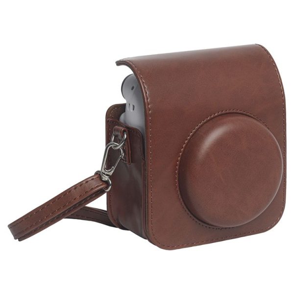 FUJIFILM Instax mini 12 Leather Case Full Body Camera Bag with Shoulder Strap (Brown) - Image 2