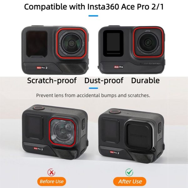 Insta360 Ace Pro 2 / 1 Sunnylife Silicone Lens Cap Protector Lens Cover (Black) - Image 3