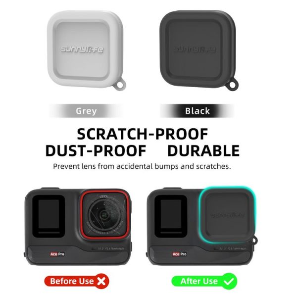 Insta360 Ace / Ace Pro Sunnylife Silicone Lens Cap Protector Lens Cover (Black) - Image 5