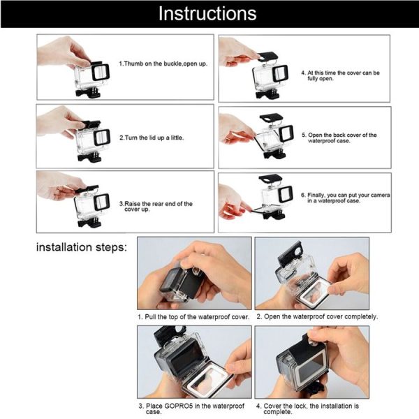 GoPro NEW HERO / HERO6 / 5 30m Waterproof Housing Protective Case + Hollow Back Cover with Buckle Basic Mount & Screw, No Need to Disassemble Lens (GP413) - Image 12