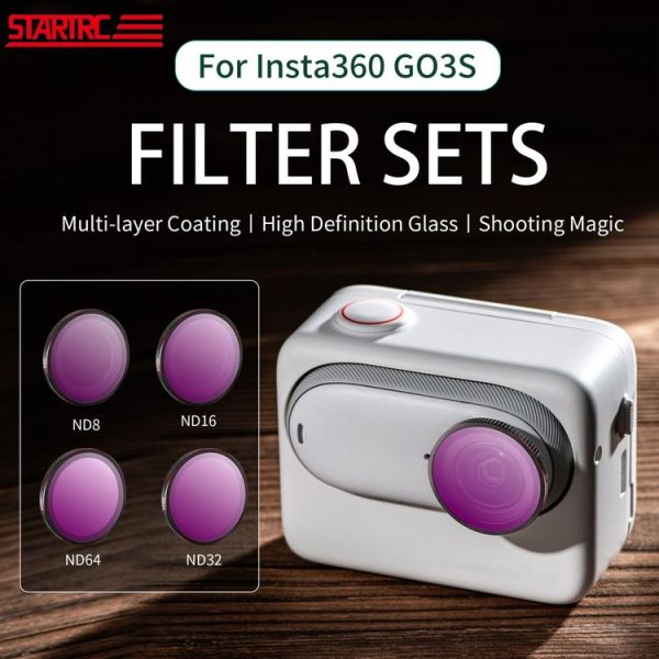 Insta360 GO 3S STARTRC 4 in 1 ND8 ND16 ND32 ND64 Camera Lens Filter (Black Red) - Image 2