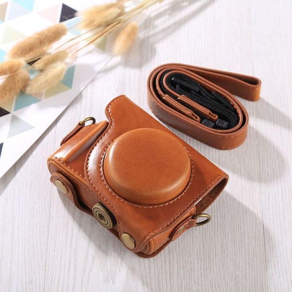 Full Body Camera PU Leather Case Bag with Strap for Canon G9X / G9X II (Brown) - Image 2