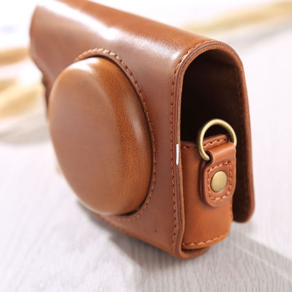Full Body Camera PU Leather Case Bag with Strap for Canon G9X / G9X II (Brown) - Image 4