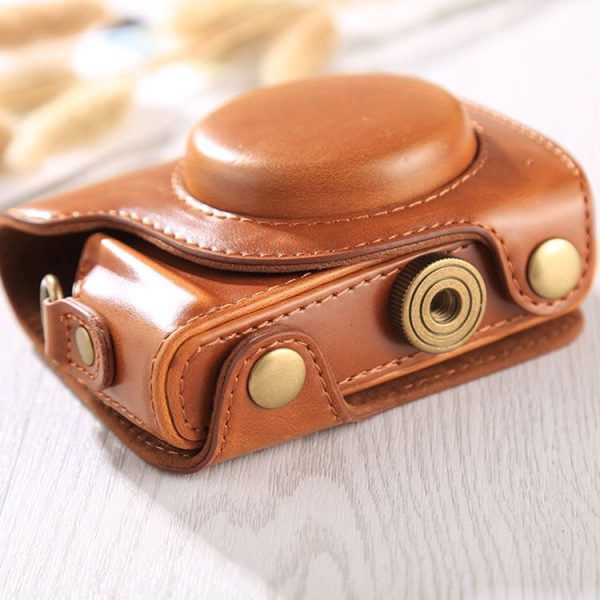 Full Body Camera PU Leather Case Bag with Strap for Canon G9X / G9X II (Brown) - Image 5