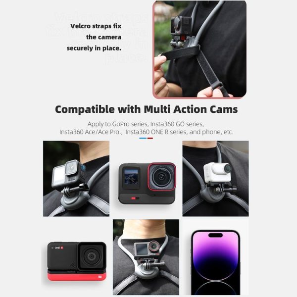 Sunnylife POV Neck Mount Hand Free Video Vlog Neck Selfie Holder with Body Strap (Grey) - Image 8