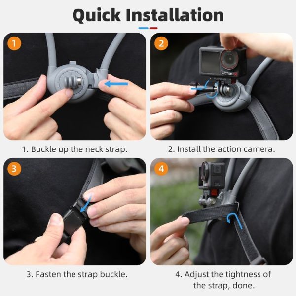 Sunnylife POV Neck Mount Hand Free Video Vlog Neck Selfie Holder with Body Strap (Grey) - Image 9