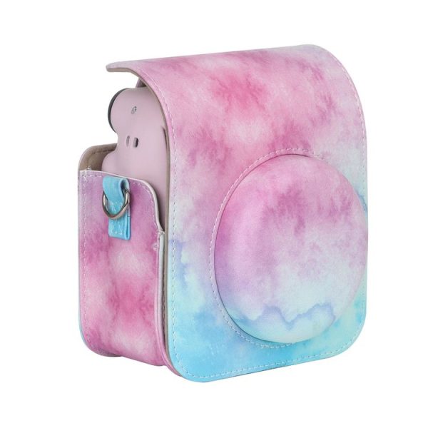 FUJIFILM instax mini 12 Painted Full Body Leather Case Camera Bag with Strap (Blue Pink) (Black) - Image 2