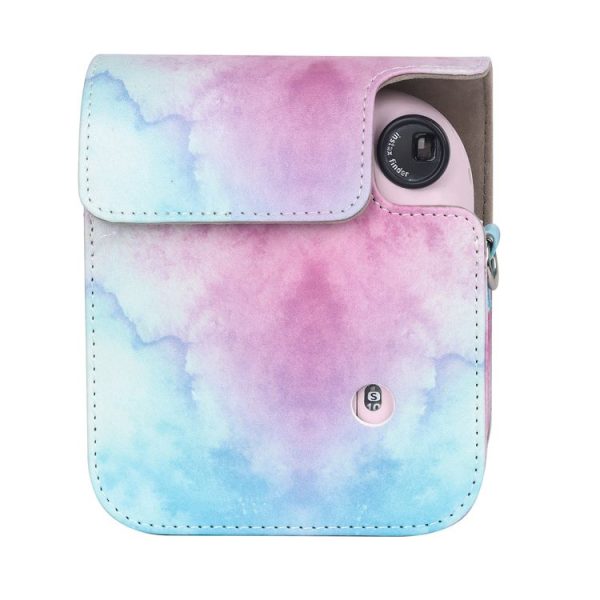 FUJIFILM instax mini 12 Painted Full Body Leather Case Camera Bag with Strap (Blue Pink) (Black) - Image 3