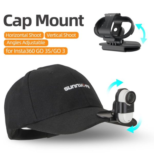 Insta360 GO3 / GO 3S Sunnylife Baseball Hat Clip Mount Baseball Cap Clamp Quick Release Mount Camera POV Vlog Holder (Black) - Image 5