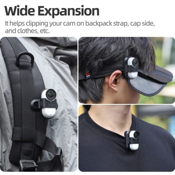Insta360 GO3 / GO 3S Sunnylife 360 Degree Rotation Backpack Clip Action Camera Clamp Mount (Black) - Image 10