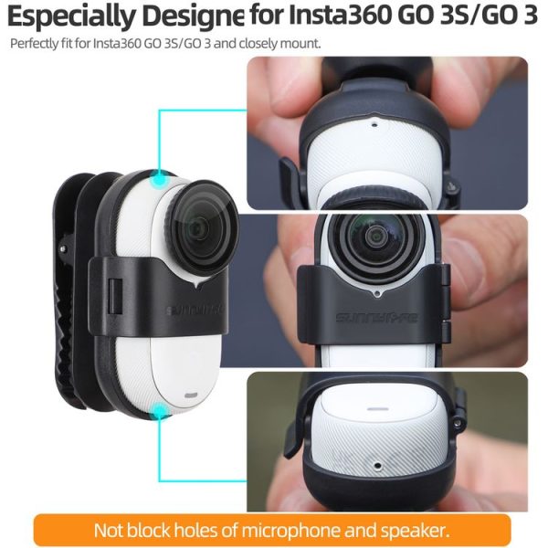 Insta360 GO3 / GO 3S Sunnylife 360 Degree Rotation Backpack Clip Action Camera Clamp Mount (Black) - Image 5