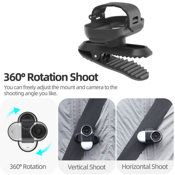 Insta360 GO3 / GO 3S Sunnylife 360 Degree Rotation Backpack Clip Action Camera Clamp Mount (Black) - Image 7