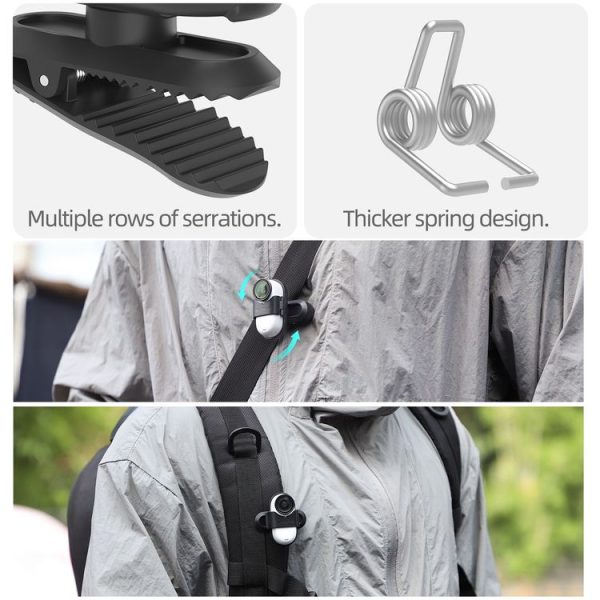 Insta360 GO3 / GO 3S Sunnylife 360 Degree Rotation Backpack Clip Action Camera Clamp Mount (Black) - Image 9