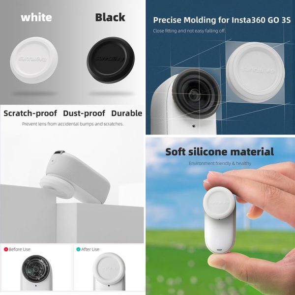Insta360 GO 3S Sunnylife 2pcs Black and White Scratch-resistant Lens Protective Cap - Image 3
