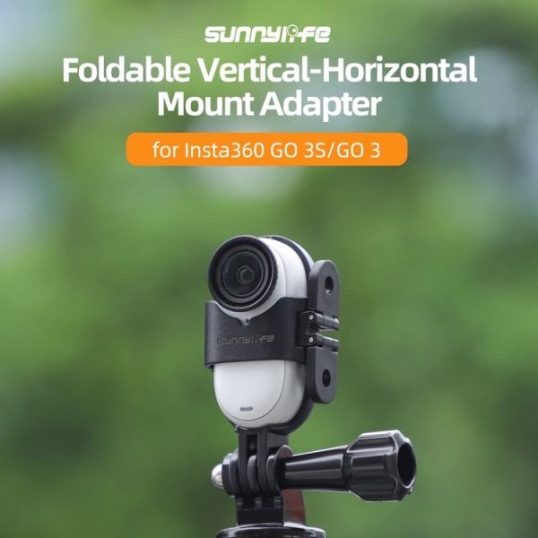 Insta360 GO 3S / GO 3 Sunnylife Foldable Vertical-Horizontal Mount Adapter Protective Frame Brackets Housing Case (Black) - Image 2