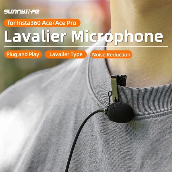 Insta360 Ace / Ace Pro Sunnylife Lavalier Clip Type-C Recording Microphone (Black) - Image 2
