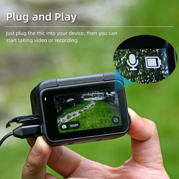 Insta360 Ace / Ace Pro Sunnylife Lavalier Clip Type-C Recording Microphone (Black) - Image 3