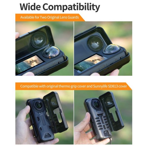 Insta360 X4 Sunnylife Integrated Lens Screen Camera Cover Protector Screen Protective Case (Transparent Black) - Image 3