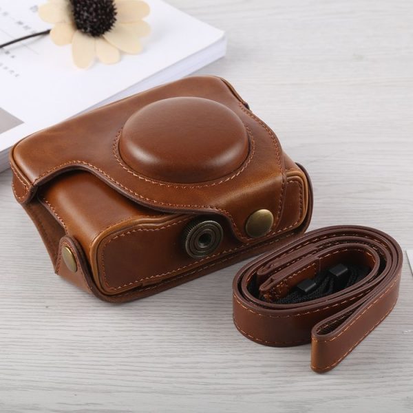Full Body Camera PU Leather Case Bag with Strap for Canon G16 (Brown) - Image 4
