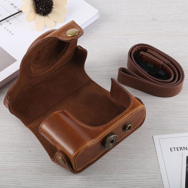 Full Body Camera PU Leather Case Bag with Strap for Canon G16 (Brown) - Image 6