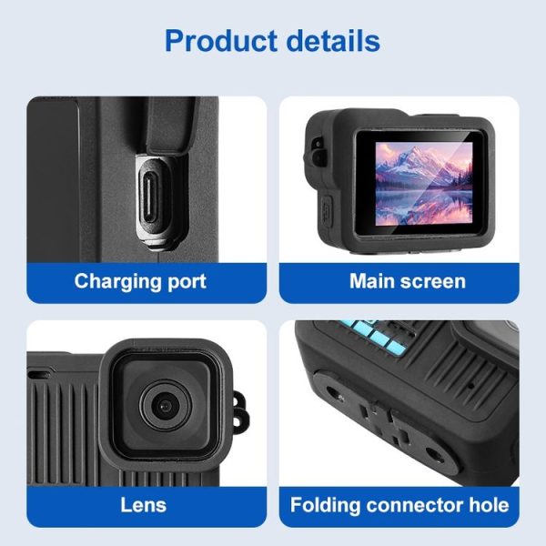 GoPro HERO 2024 Silicone Protective Case with Wrist Strap & Lens Cover (Black) - Image 3