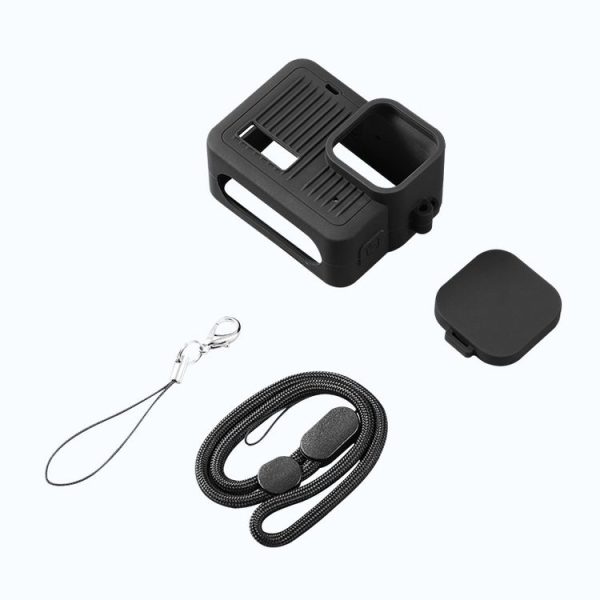 GoPro HERO 2024 Silicone Protective Case with Wrist Strap & Lens Cover (Black) - Image 6