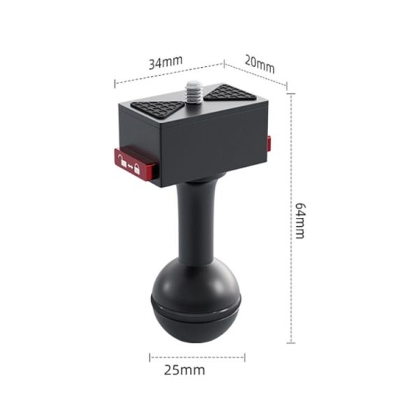 25mm Headball Metal Quick Release Base Adapter for GoPro, Insta360, DJI and Other Action Cameras (Black) - Image 2