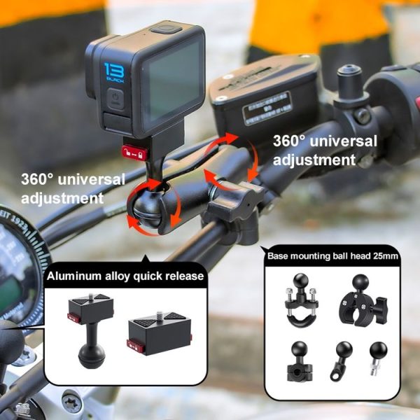 25mm Headball Metal Quick Release Base Adapter for GoPro, Insta360, DJI and Other Action Cameras (Black) - Image 4